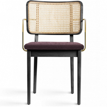 Chaise CANNAGE avec accoudoirs chêne noir / coton prune - Red Edition