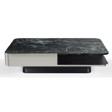 Table basse LOUNGE Large Inox / Marbre vert - Red Edition