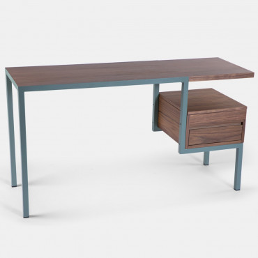 Bureau KTAB structure métal vert fumé / noyer - Kann Design