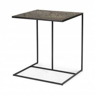 Table d'appoint TRIPTIC pieds métal noir / plateau lava whisky - Ethnicraft