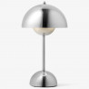 Lampe de table sans fil FlowerPot Matt White VP9 by Verner Panton - &Tradition