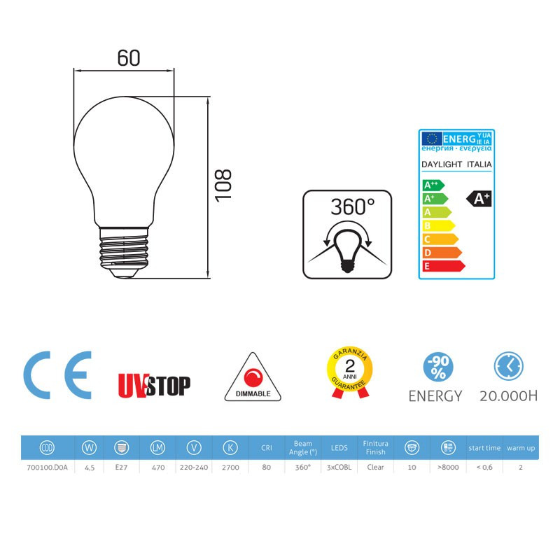 Grosse AMPOULE DÉCO FILAMENT LED XXL E27 ORGANIC EN VERRE FUMÉ NOIR Ø16.5CM