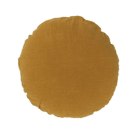 Coussin MERCER Diamètre 65 cm en lin charbon - Bed And Philosophy