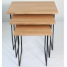 Set de 3 tables basses gigognes pieds métal / Plateaux bois (Plusieurs finitions disponibles) - Gassien