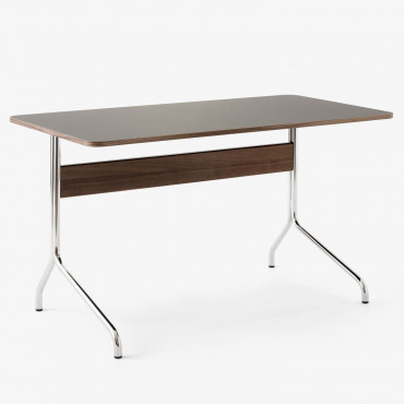 Bureau Pavilion AV16 pieds chromés plateau linoleum mushroom - &Tradition