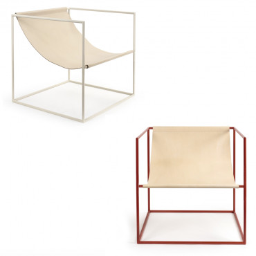 Fauteuil "Solo Seat" Structure métal / Assise cuir (Plusieurs coloris disponibles) - Valerie Objects