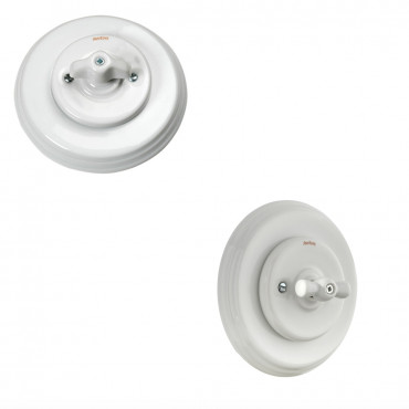 Interrupteur va et vient Rotatif "Garby Colonial" en porcelaine blanche encastrable (Plusieurs options disponibles) - Fontini