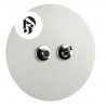 Double bouton poussoir et interrupteur encastrable en porcelaine blanche brillante chromé - Zangra