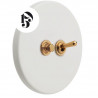 Double bouton poussoir et interrupteur encastrable en porcelaine blanche brillante chromé - Zangra