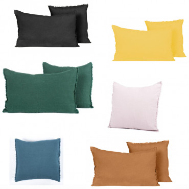 Coussin en lin lavé "Viti II" (plusieurs dimensions et coloris disponibles) - Haomy
