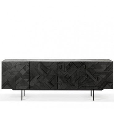 Buffet Sideboard Teck Graphic 3 portes 168 x 45 x 80cm - Ethnicraft