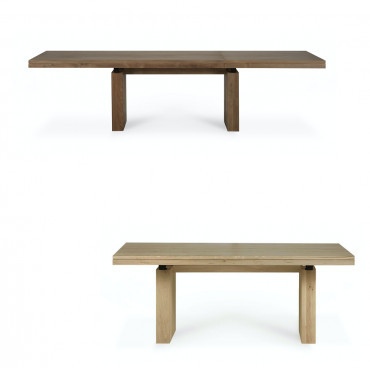 Table extensible Double en chêne ou teck - Ethnicraft