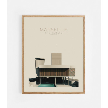 Affiche "Cité Radieuse - Le Corbusier" Marseille 40*50cm - Thomas Cantoni