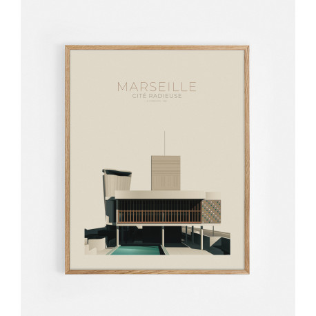 Affiche "Cité Radieuse - Le Corbusier" Marseille 40*50cm - Thomas Cantoni