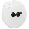 Double bouton poussoir et interrupteur encastrable en porcelaine blanche brillante chromé - Zangra