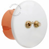 Double bouton poussoir et interrupteur encastrable en porcelaine blanche brillante chromé - Zangra