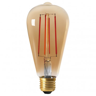 Ampoule Chaudron filaments LED dimmable - Verre ambré - E27 8W 2700K
