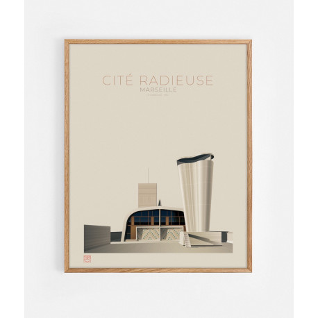 Affiche "Cité Radieuse - Le Corbusier N°2" Marseille 40*50cm - Thomas Cantoni