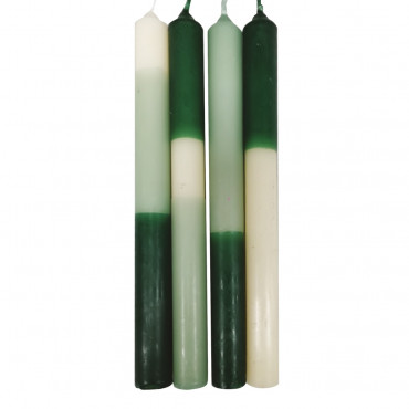 Set de 4 bougies bicolores H.25 cm vertes