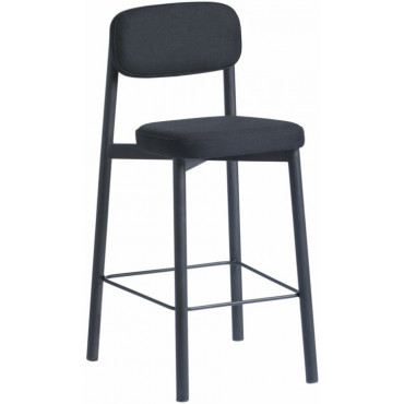 Tabouret RESIDENCE Tissu Noir / Pieds noir (H.65 ou 75 cm) - Kann Design