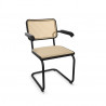 Chaise avec accoudoirs "S 64 V" cannage naturel et hêtre teinté (Plusieurs coloris disponibles) - Thonet