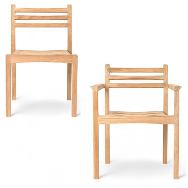 Chaise outdoor "AH501 / AH502" avec ou sans accoudoirs en teck - Carl Hansen
