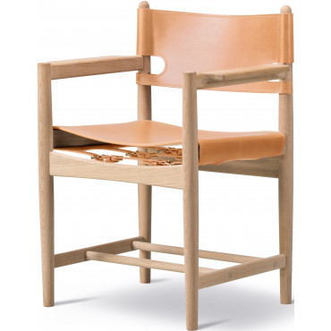 Chaise sans accoudoirs "The Spanish Dining Chair" Chêne huilé Cuir cognac- Børge Mogensen - Fredericia Furniture