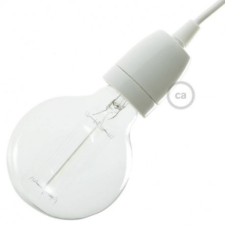 Douille E27 en porcelaine blanche avec serre-câble