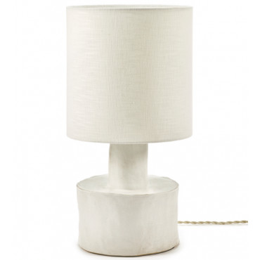 Lampe design ATOLLO (H35cm) en verre de Murano opale blanc