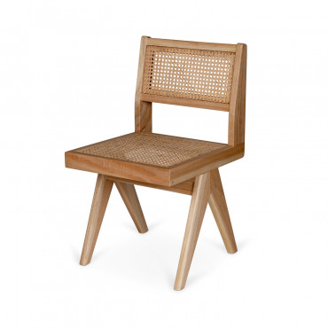 Chaise sans accoudoirs Dining en bois et canage naturel - Detjer