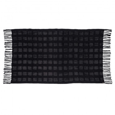 Plaid frangé en coton Crepite noir 130*200 cm - Bed And Philosophy