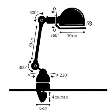 Applique à étau SIGNAL SI312 ivoire brillant - Jielde