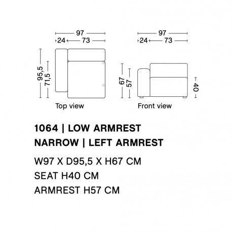 Configurez votre canapé Mags Low Armrest tissu Linara - Hay