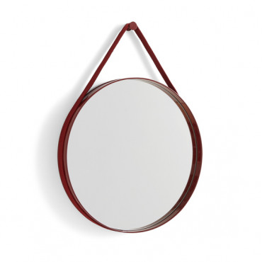 Miroir Strap Ø50 cm rouge sangle en tissu - Hay