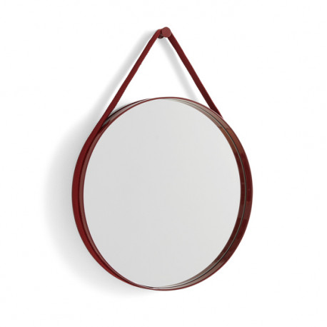 Miroir Strap Ø50 cm rouge sangle en tissu - Hay
