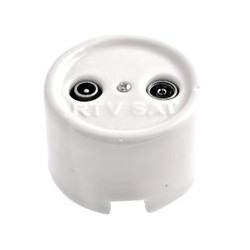 Prise TV SAT Garby en porcelaine blanche Externe avec passe câble (pose en saillie) Ref. 30 712 17 2 - FONTINI
