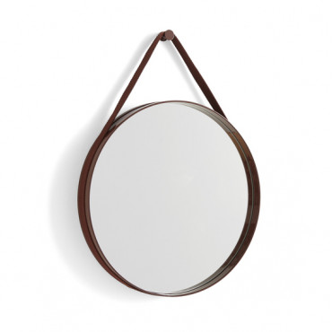 Miroir Strap N°2 Ø50 cm dark brown sangle en tissu - Hay