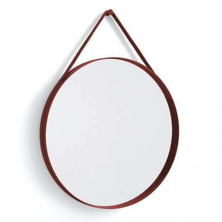 Miroir Strap N°2 Ø70 cm rouge sangle en tissu - Hay