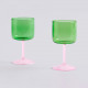 Lot de 2 verres à vin "Tint" Green and Pink - Hay