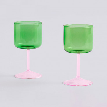 Lot de 2 verres à vin "Tint" Green and Pink - Hay