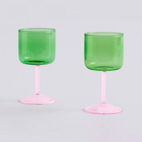 Lot de 2 verres à vin "Tint" Green and Pink - Hay