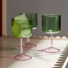 Lot de 2 verres à vin "Tint" Green and Pink - Hay