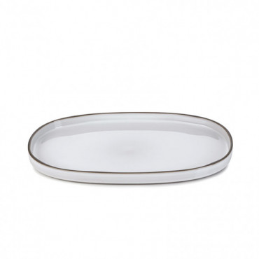 Assiette ovale en céramique L.35,5 cm blanc cumulus collection Caractère - Revol